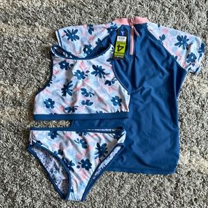 Eddie Bauer 3 piece reversible bathing suit Size L (14/16)